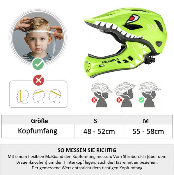 ROCKBROS Kinderhelm Cartoon Integralhelm mit abnehmbarem Kinnschutz